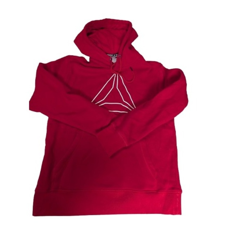 Reebok Red Graphic Logo Hoodie Sweatshirt Pullover Casual Activewear Size S - Picture 1 of 10